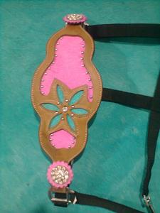 High Quality DD Leather Halter Black Tan Horses English Saddle Accessory <b>Bling</b> Bronc New Fancy Full Cob Mini Hot Selling - Product Image 4