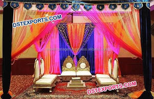 เก้าอี้เท้าแขนไม้ที่นั่งต่ำ Vedi เก้าอี้พิธีกรรมแต่งงานอินเดียเก้าอี้ Mandap แต่งงานของชาวฮินดู - Product Image 3