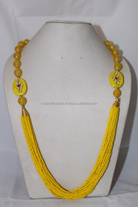 Collar de cuentas de cristal colgantes, chapado en rodio clásico amarillo, estilo moderno, de varias hebras, ideal para regalo de compromiso, boda o fiesta. - Product Image 3