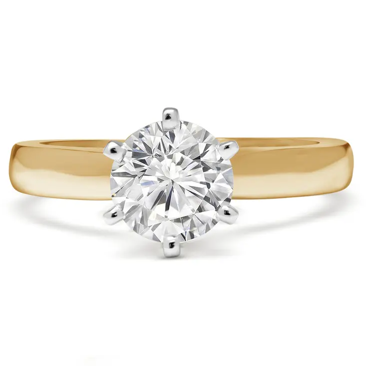 14K Multi-Tone Gold 0.50TCW Echte Ronde Uitstekende Solitaire Diamond Wedding Ring