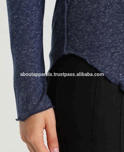 Summer New Fashion Design T-shirt Longline pour femmes avec des caractéristiques anti-rides et respirantes en coton extensible col en V pour les filles - Product Image 4