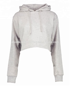Achats en ligne pas cher en gros blanc polyester plaine veste à capuche trou de pouce, respirant coton Cropped Overhead Hoodies - Product Image 4