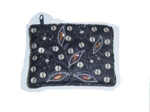 Portamonedas bordado Rectangular negro hecho a mano 11x8cm origen de la India decoración de la boda y Material de tela de regalo - Product Image 4