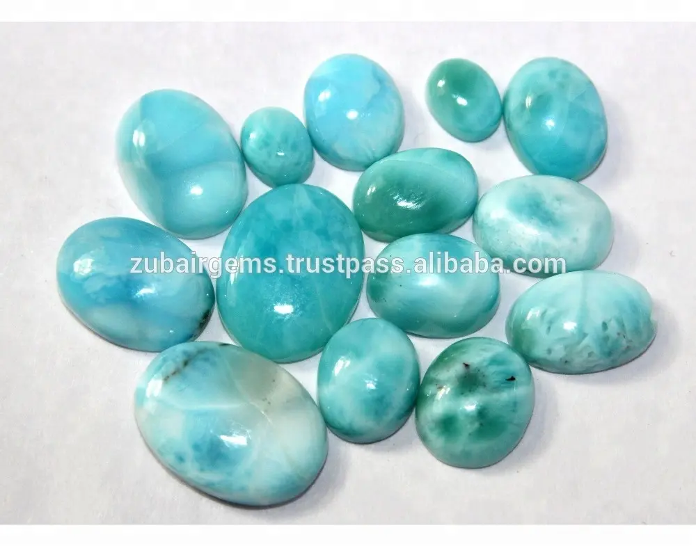 Cabochon en Larimar Naturel de Forme Ovale Pierres Précieuses Lâches de Qualité Supérieure