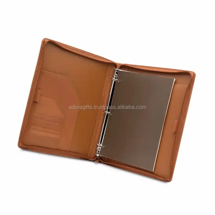 Source used 3 ring binders / top quality small ring binder / leather 3 ring  binder with zipper on m.