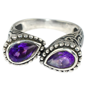Anillo de amatista azul en forma de pera de felpa, joyería de plata de ley 925, joyería de plata al por mayor - Product Image 1