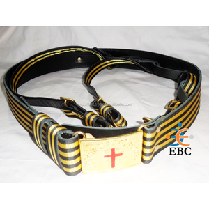 Sihawk อดีตผู้บัญชาการทหารของอัศวินเข็มขัดดาบทอง & แดงปรับได้หัวเข็มขัดทองเหลืองหนังแท้ปากีสถาน - Product Image 3