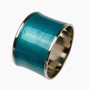 Turquoise Émail Nickelé Anneau de Serviette - Product Image 1
