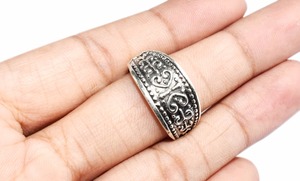 De moda blanco negro plata oxidada plata forma de hoja de Plata de Ley 925 anillo de plata joyería de plata fina fresca joyería de plata - Product Image 4