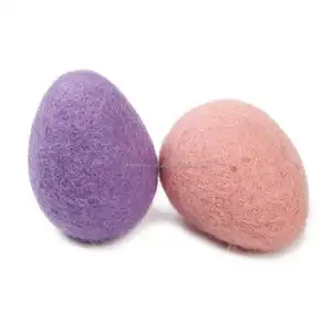 Handmade Wool Felt Easter Eggs Handful Colored Needle Felted Eco-friendly Adorable Felt Egg 3.5cm X 5 cm Size Wool Made