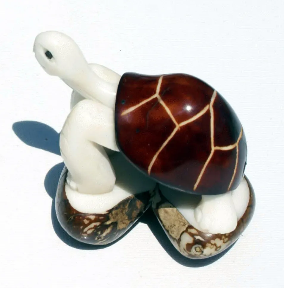 Schildpad Grote Beeldje Tagua Moer Hand Gesneden Kunstwerk Carving Galapagos Eiland Dier Standbeelden Groothandel Unieke Ornamenten Ecuador