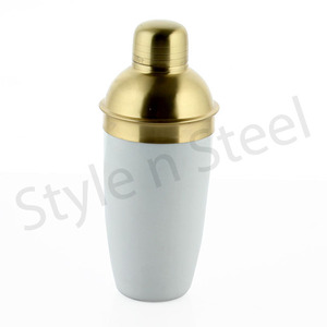 Deluxe Color White & <b>Gold</b> Stainless Steel <b>Cocktail</b> <b>Shaker</b> Bar ware Items Martini <b>Shaker</b> 750 ml Stainless Steel <b>Cocktail</b> <b>Shaker</b> - Product Image 1