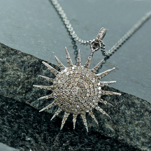 Metarock — pendentif rond en argent Sterling 925 solide pour femme, pavé de diamants, à la mode, bijoux de fête - Product Image 1