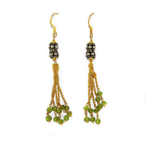 Magnifique 925 argent Sterling massif multi-brins péridot naturel pierres précieuses longues boucles d'oreilles pendantes à plusieurs niveaux pour les femmes mode - Product Image 2