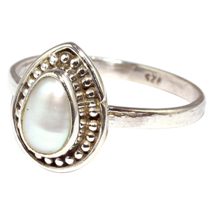 Perles blanches modernes en forme de poire, bagues en argent Sterling 925, pierres précieuses, bijoux en argent Sterling 925, vente en gros - Product Image 3