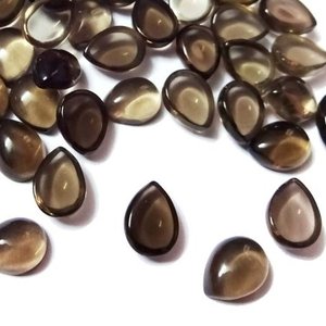 4mm 5mm Quartz fumé naturel poire lisse gros Cabochons en vrac calibré pierre précieuse fabricant boutique en ligne au prix d'usine - Product Image 1