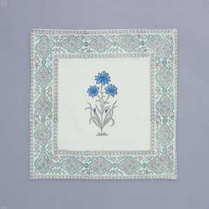 Floral Hand Block Print Cotton Linen Decorative Boho <b>40</b> <b>X</b> 40CM Square <b>Cushion</b> <b>Cover</b> - Product Image 2