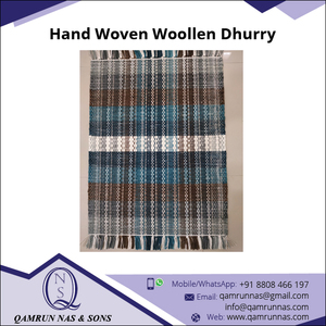 Tapis de sol Dhurry en coton personnalisés, design moderne, tissés à la main, antidérapants, adaptés aux animaux domestiques, ensembles pour salon, usage domestique hivernal, 100 % pure laine - Product Image 4