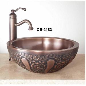 Lavabo de baño de cobre lavado en relieve de diseñador de lujo - Product Image 1
