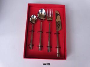 Vente chaude 4 pièces couverts dîner ensemble cône forme poignée couverts en acier avec finition miroir pour utilisation sur table - Product Image 3