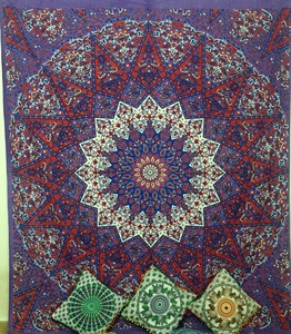 Tapiz de algodón de Mandala redondo de tamaño Queen, hermosa decoración étnica para el hogar, colgante de pared, colcha impresa, bohemio por consignadores indios - Product Image 3