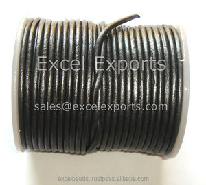 Cordons en cuir noir EXCEL EXPORTS 1.5mm tailles 2mm et 3mm lacets en cuir de qualité supérieure - Product Image 5