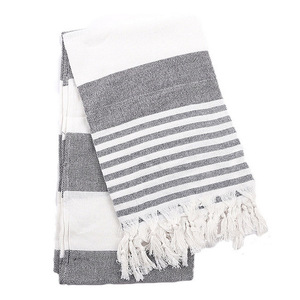 Personalizado de suave hammam Peshtemal Fouta algodón turco Toalla de playa con flecos para adultos usar la marca logotipo impreso etiqueta - Product Image 6