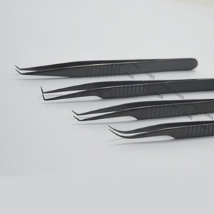 Juego de pinzas para pestañas de acero inoxidable de alta calidad, ángulo de 90 grados, herramientas de cuidado de belleza, pinzas para pestañas de Punta curva - Product Image 4