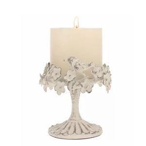 เชิงเทียนโลหะสีขาวทำด้วยมือพร้อมพิมพ์ลายนูนรูปทรงกลมสำหรับคริสต์มาส-Chaman อินเดีย - Product Image 1