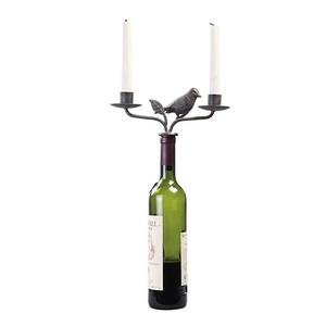 De Metal de hierro de tapón de botella titular de la vela con el pájaro - Product Image 1