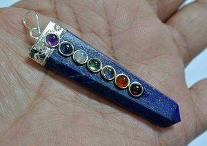 Pendentif en cristal lapis lazuli pendentif plat pierre précieuse pierre de guérison crayon plat cristal pierre précieuse agate collier grossiste - Product Image 2