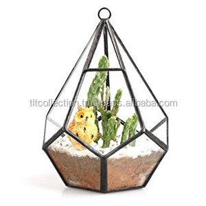 Flores artificiales boda metal oro rosa cobre vidrio terrario geométrico - Product Image 1