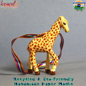Girafe en papier mâché, artisanat fait main, animaux, décorations de Noël en gros, ornements artisanaux, Inde - Product Image 2