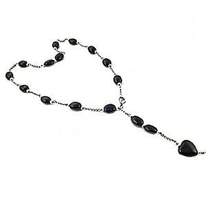 Collier en Onyx noir et pierre de perle 925 argent collier en Onyx noir naturel - Product Image 2