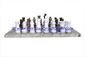 Jeu d'échecs en marbre fossile blanc naturel de haute qualité - Product Image 2