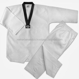 Uniformes de Taekwondo traditionnels approuvés par l'ITF, 65% polyester/35% coton, confortables, personnalisables, unisexes, haut de gamme, noir, col en V - Product Image 3