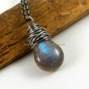 Argent sterling 925, Labradorite, pendentif en pierres précieuses, bijoux en argent faits à la main. - Product Image 2