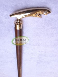 Bâton de marche en bois de style vintage fait à la main de qualité extrême pliable concepteur en laiton Jaguar poignée pointe en caoutchouc pour les personnes âgées randonnée - Product Image 2