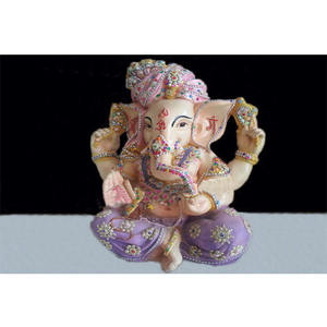 Estatua de Ganesha pequeña de fibra para boda india, estatua de pie de Ganesha, fabricante de estatuas de fibra - Product Image 1