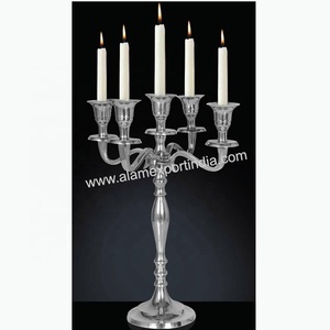Candelabros de Metal Vintage con cuentas de cristal colgantes, candelabros hechos a mano de diseñador para decoración de centro de mesa de boda - Product Image 6