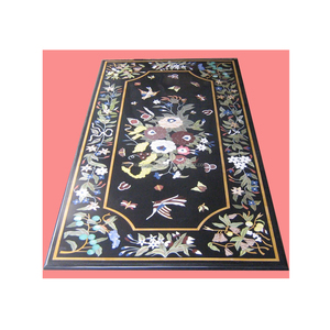 Rectangular Marble Inlay Dining Table Top, Marble Inlay Table Top - Product Image 1