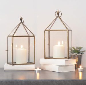 Metal Black <b>Lantern</b> with Glass <b>Small</b> - Product Image 1