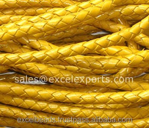 สายหนังโบโลถักเปียทรงกลม5มม. ทำจากหนังแท้มีคุณสมบัติแบนเชือกสำหรับทำเครื่องประดับจาก Excel อินเดีย - Product Image 6