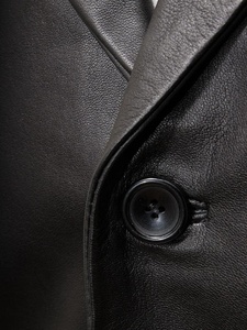 Blazer de cuero negro vino para hombre - Product Image 3