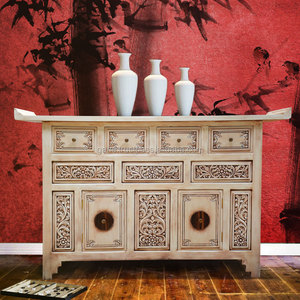Console de Buffet en bois naturel, meuble Oriental blanc Antique en bois d'acajou - Product Image 2