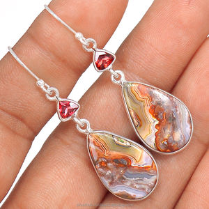 Pendientes hechos a mano de encaje de Laguna mexicana de plata de ley 925 - Product Image 1