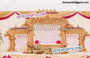 Ensemble de Mandap de mariage en bois sculpté paon doré, Mandap en bois paon, Meilleure décoration de mariage personnalisée en Irlande - Product Image 4