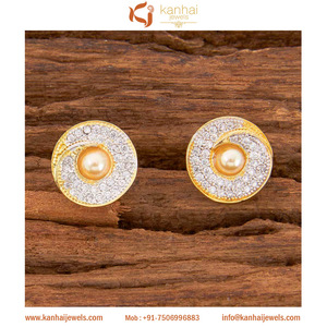 Venta al por mayor del mercado indio 58439 Moti Ethnic Stud Pendiente con Zirconia cúbica Latón Chapado en 2 tonos para fiesta - Product Image 2