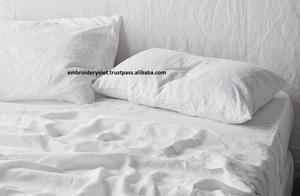 Juegos de ropa de cama de lino blanco, juegos de funda de edredón de lino francés puro 100% - Product Image 3