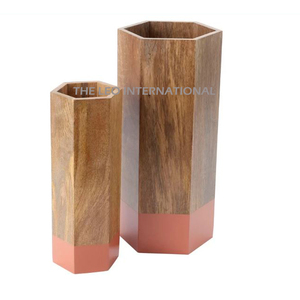 Jarrón de flores con diseño de forma octogonal, juego de Material de madera de 2 artículos de lujo para el hogar, jardín, balcón, sala de estar, jarrón - Product Image 1